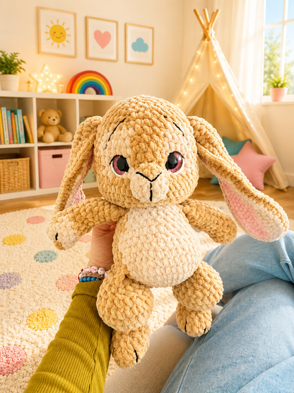 Handmade Plush Bunny Toy – Ultra Soft Crochet Bunny with Long Floppy Ears | Cute Nursery & Baby Shower Gift