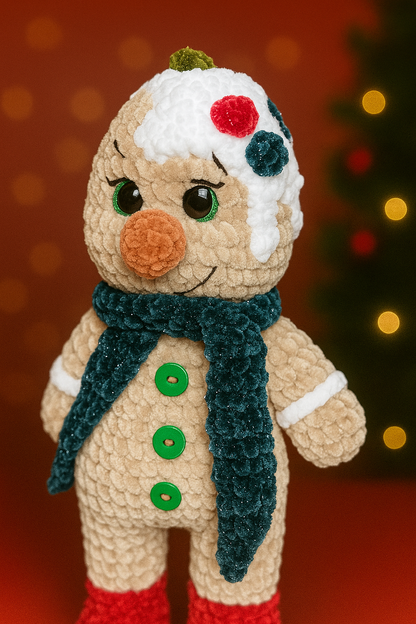 Handmade Crochet Gingerbread Plush – Christmas Amigurumi Doll & Cozy Holiday Decor