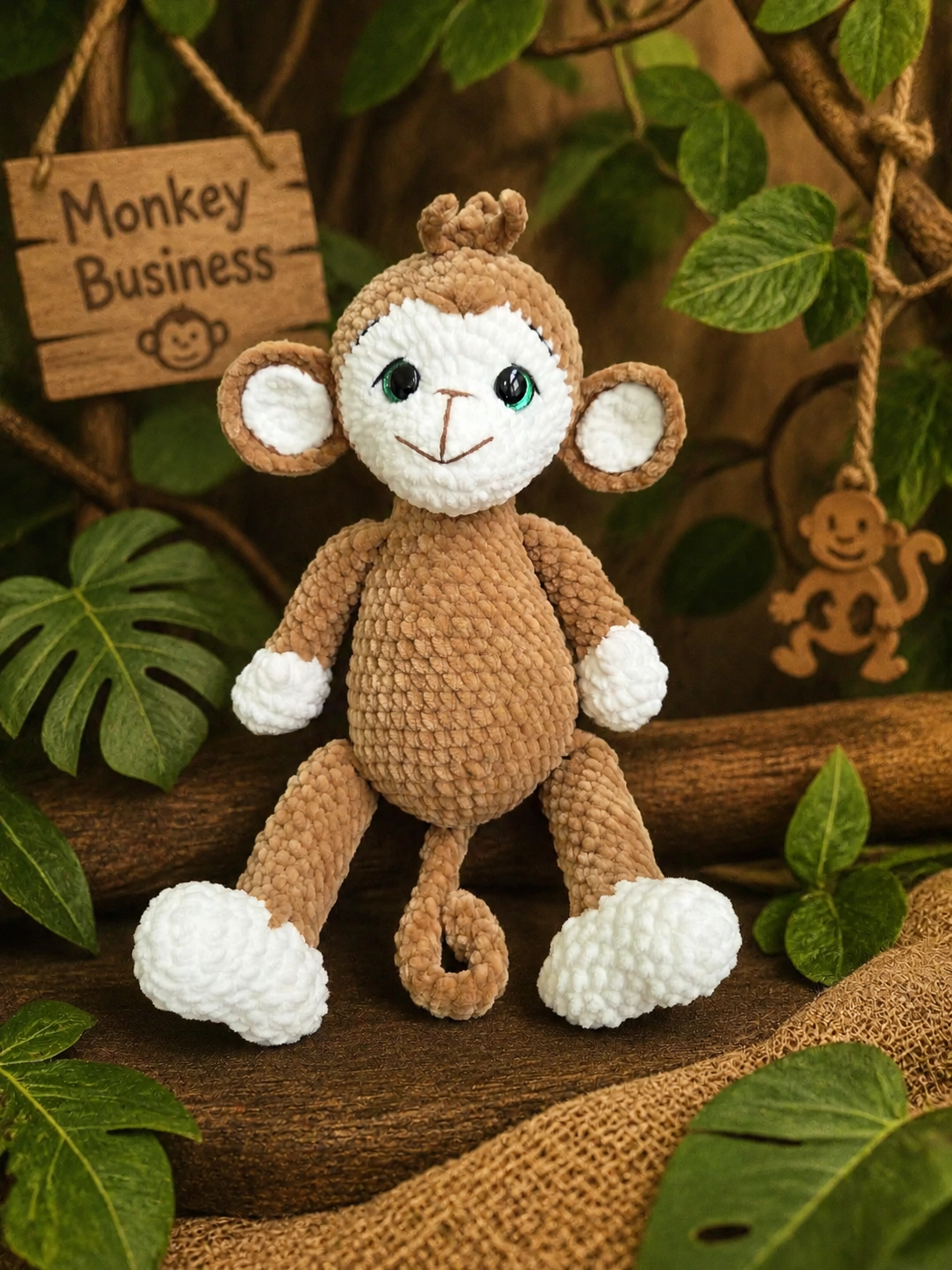 Handmade Plush Monkey Toy – Soft Crochet Stuffed Monkey for Babies & Kids