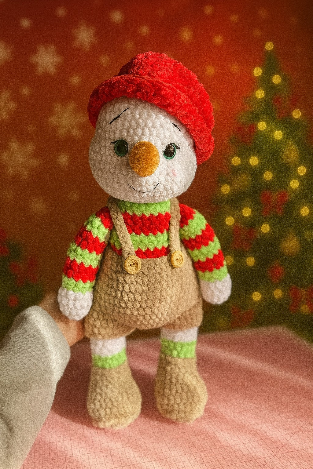 Handmade Crochet Snowman Doll – Festive Winter Plush Decor
