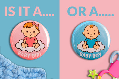 Gender Reveal Button Pins – Team Girl Party Favors