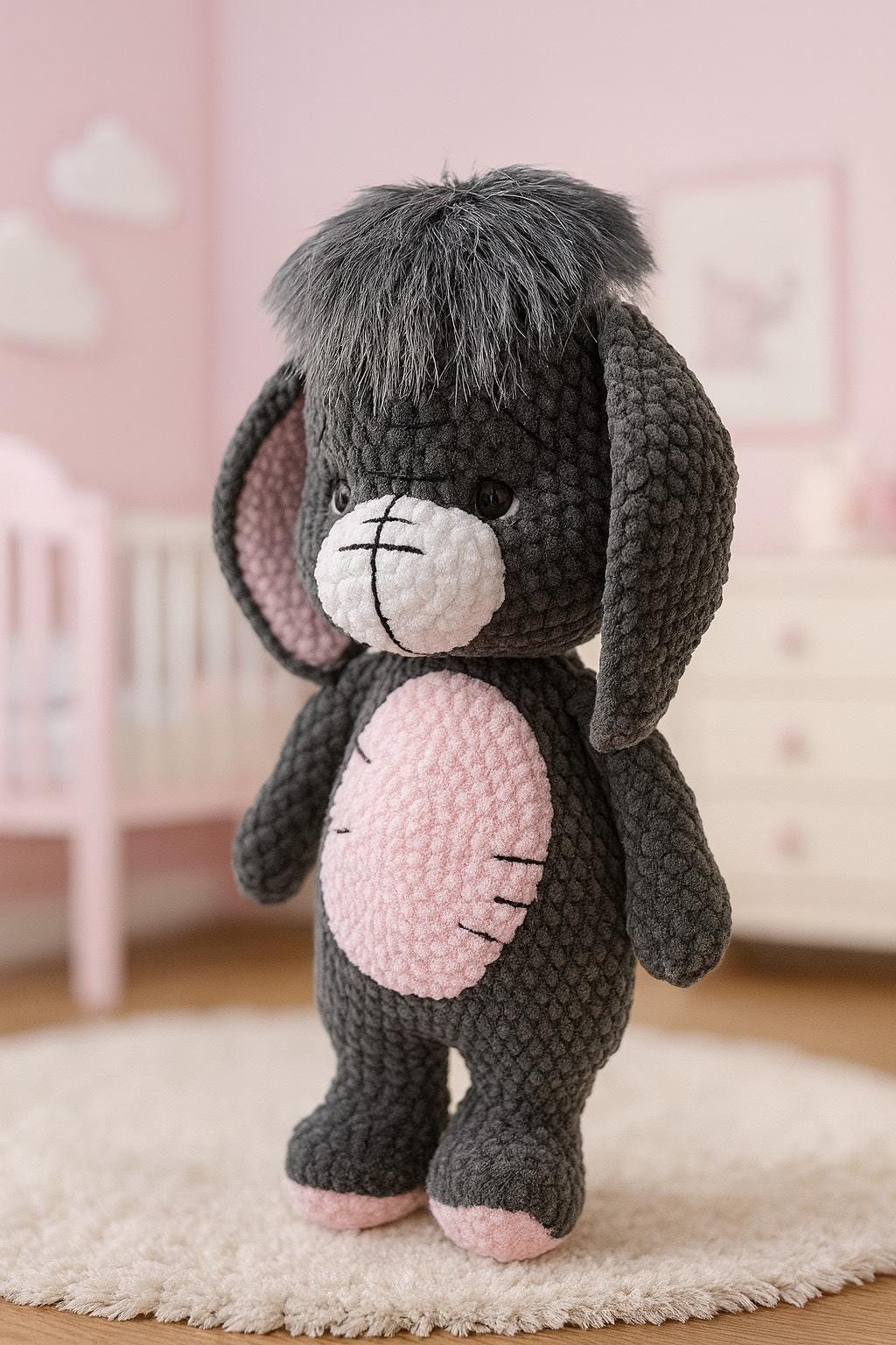 Handmade Crochet Donkey Plush – Soft Amigurumi Toy