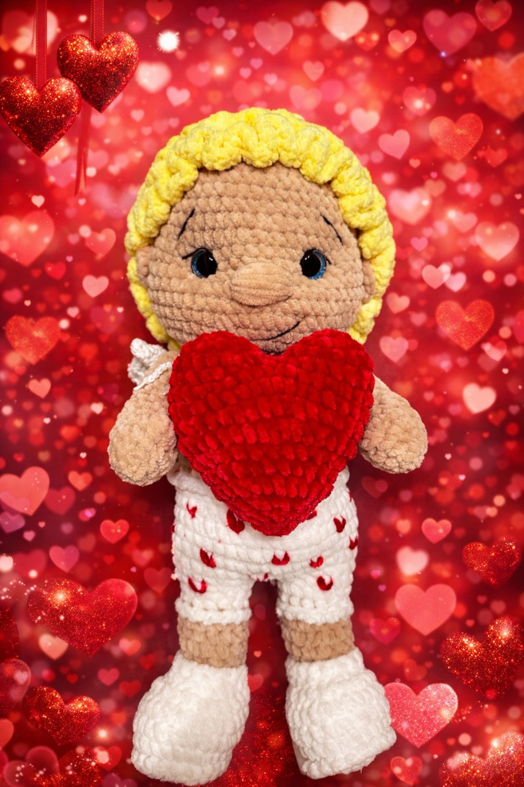 Handmade Crochet Love Doll with Heart