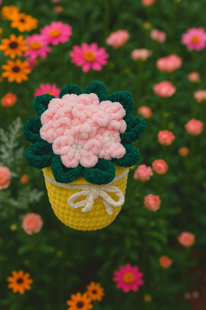 Handmade Crochet Flowerpot Plush – Pink Bloom Amigurumi Plant Decor