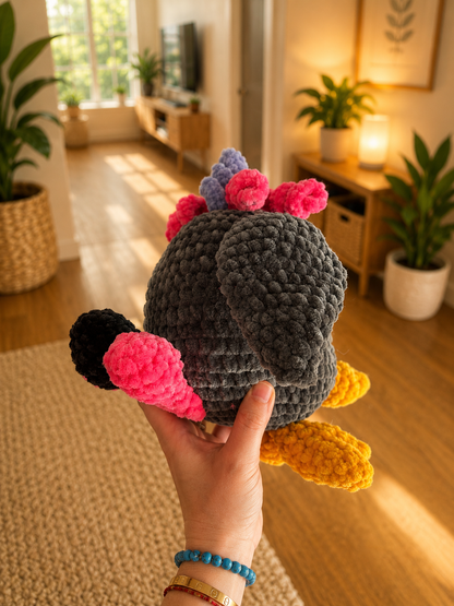 Handmade Crochet Raven Plush – Soft Gothic Bird Amigurumi | Cute Stuffed Crow Gift