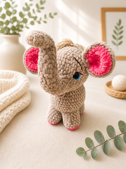 Crochet Elephant Plush Toy – Handmade Cuddly Nursery Companion