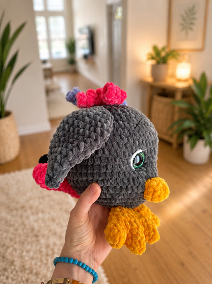 Handmade Crochet Raven Plush – Soft Gothic Bird Amigurumi | Cute Stuffed Crow Gift