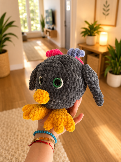 Handmade Crochet Raven Plush – Soft Gothic Bird Amigurumi | Cute Stuffed Crow Gift