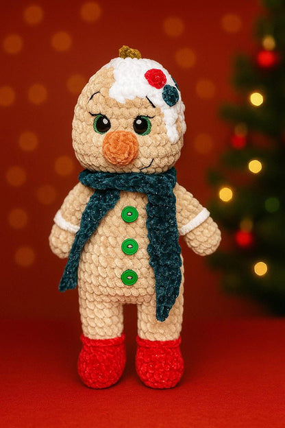 Handmade Crochet Gingerbread Plush – Christmas Amigurumi Doll & Cozy Holiday Decor