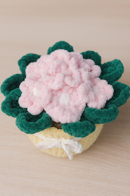 Handmade Crochet Flowerpot Plush – Pink Bloom Amigurumi Plant Decor