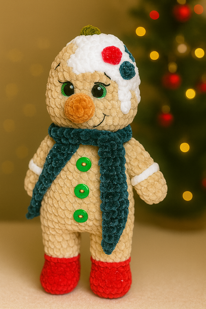 Handmade Crochet Gingerbread Plush – Christmas Amigurumi Doll & Cozy Holiday Decor