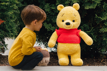 Handmade Crochet Bear Plush with Honey Pot – Amigurumi Stuffed Animal