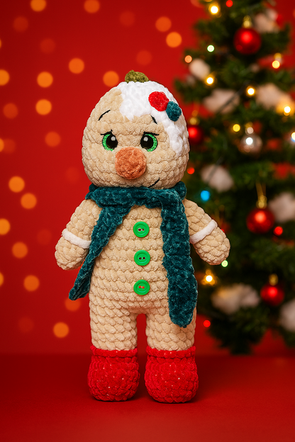 Handmade Crochet Gingerbread Plush – Christmas Amigurumi Doll & Cozy Holiday Decor