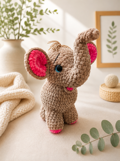 Crochet Elephant Plush Toy – Handmade Cuddly Nursery Companion
