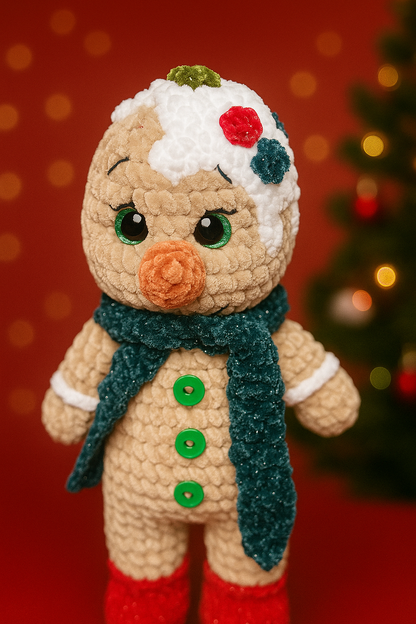 Handmade Crochet Gingerbread Plush – Christmas Amigurumi Doll & Cozy Holiday Decor