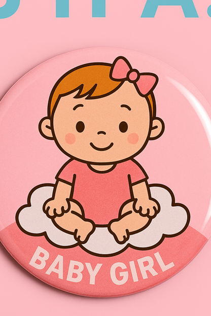 Gender Reveal Button Pins – Team Girl Party Favors