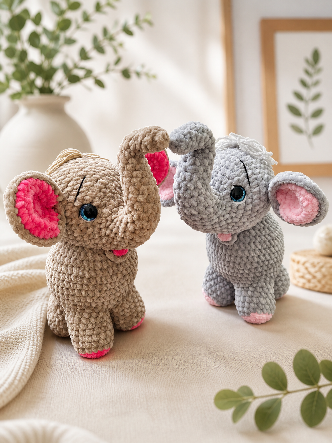 Crochet Elephant Plush Toy – Handmade Cuddly Nursery Companion