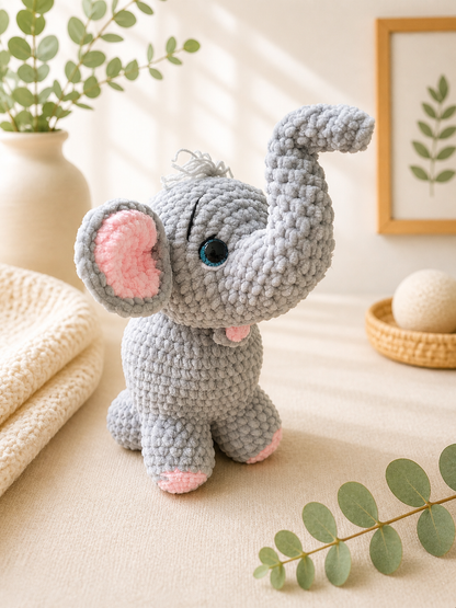 Crochet Elephant Plush Toy – Handmade Cuddly Nursery Companion