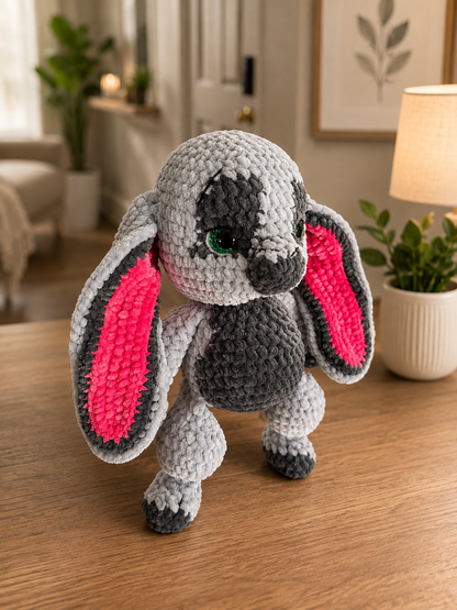 Handmade Crochet Bunny Plush – Soft Chenille Stuffed Animal