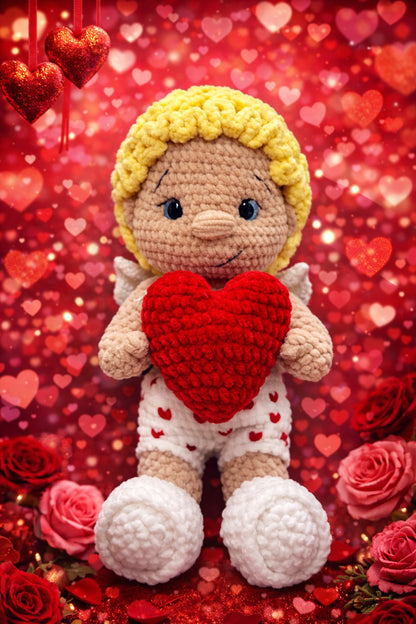 Handmade Crochet Love Doll with Heart