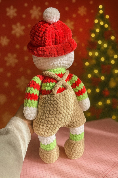Handmade Crochet Snowman Doll – Festive Winter Plush Decor
