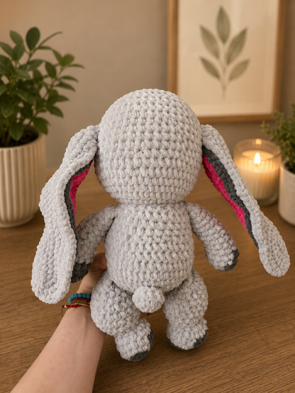 Handmade Crochet Bunny Plush – Soft Chenille Stuffed Animal