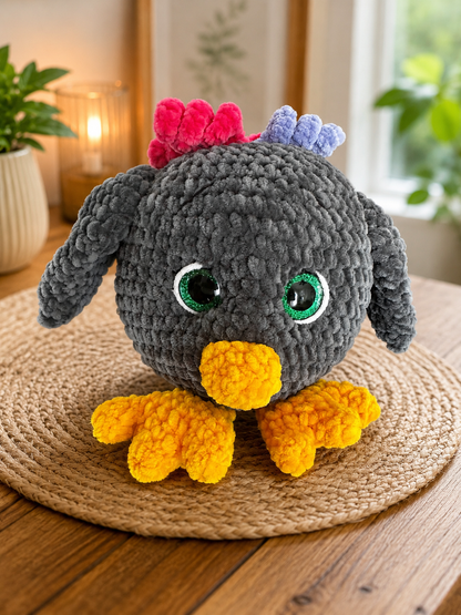 Handmade Crochet Raven Plush – Soft Gothic Bird Amigurumi | Cute Stuffed Crow Gift
