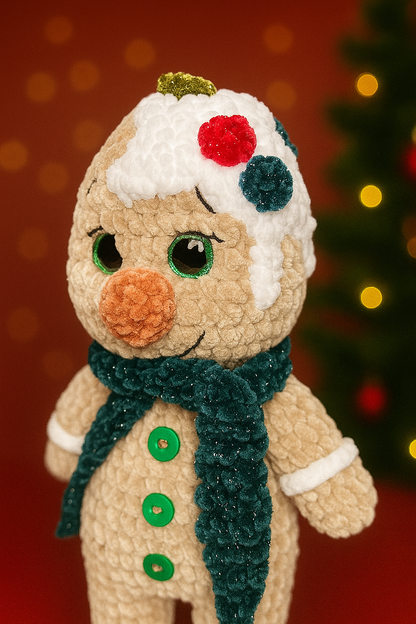 Handmade Crochet Gingerbread Plush – Christmas Amigurumi Doll & Cozy Holiday Decor