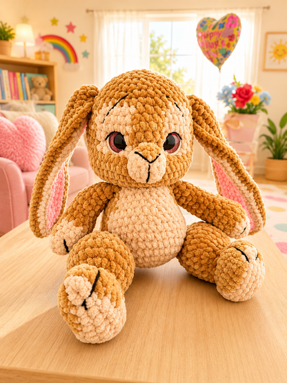 Handmade Plush Bunny Toy – Ultra Soft Crochet Bunny with Long Floppy Ears | Cute Nursery & Baby Shower Gift