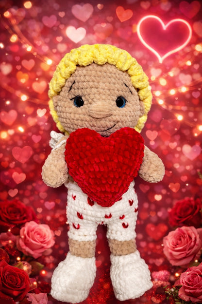 Handmade Crochet Love Doll with Heart