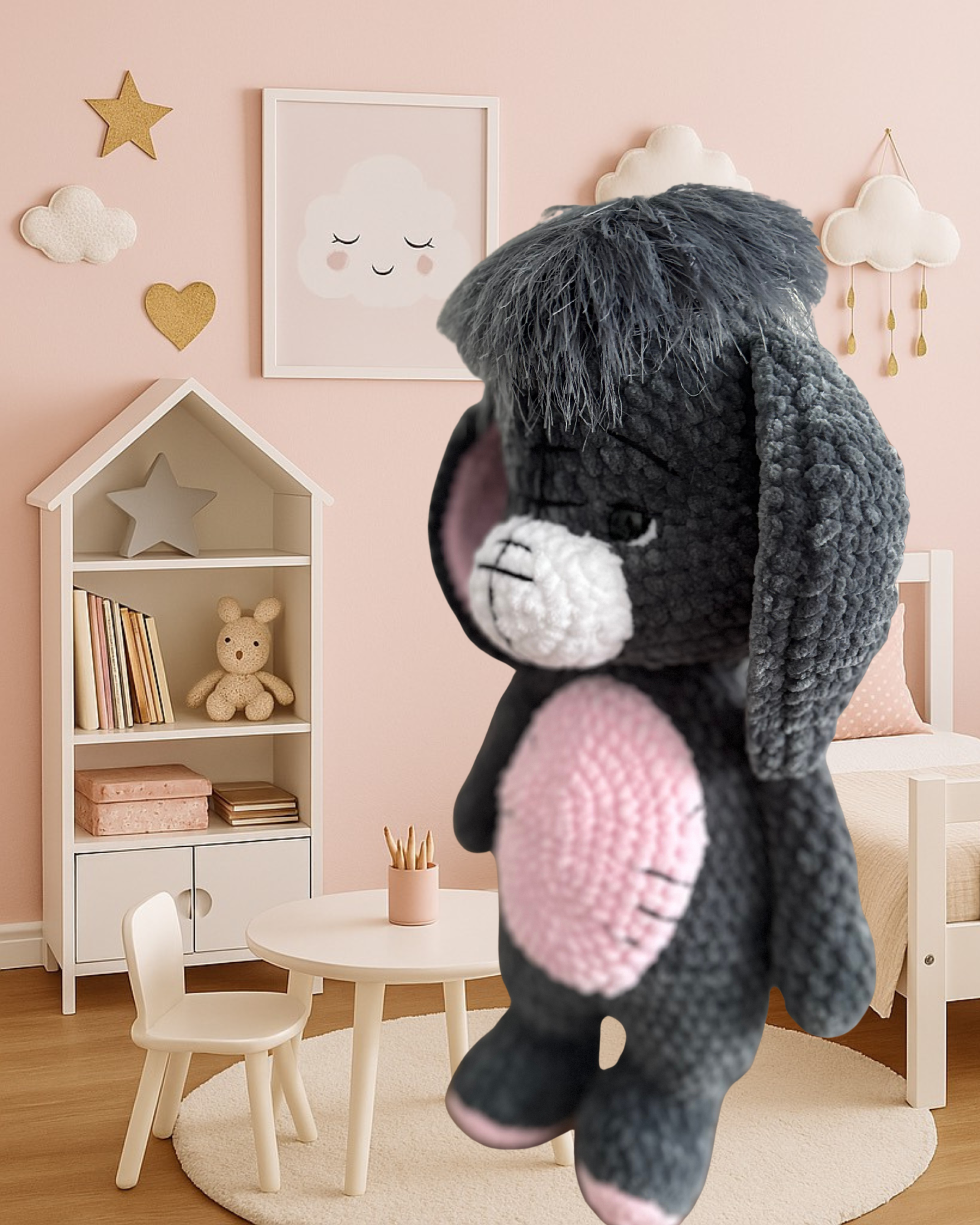 Handmade Crochet Donkey Plush – Soft Amigurumi Toy