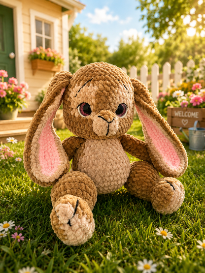 Handmade Plush Bunny Toy – Ultra Soft Crochet Bunny with Long Floppy Ears | Cute Nursery & Baby Shower Gift
