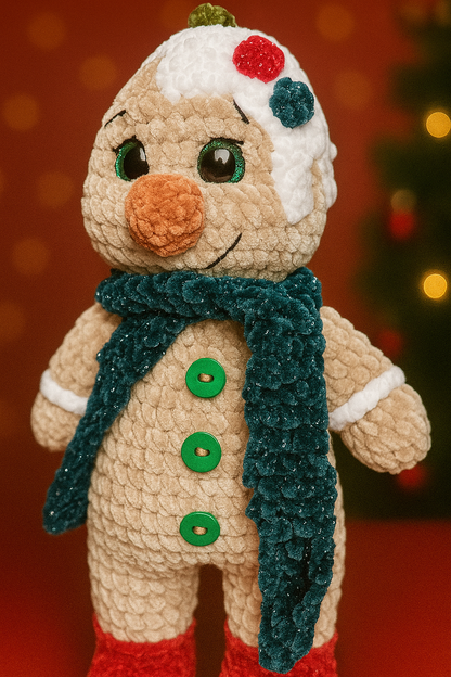 Handmade Crochet Gingerbread Plush – Christmas Amigurumi Doll & Cozy Holiday Decor