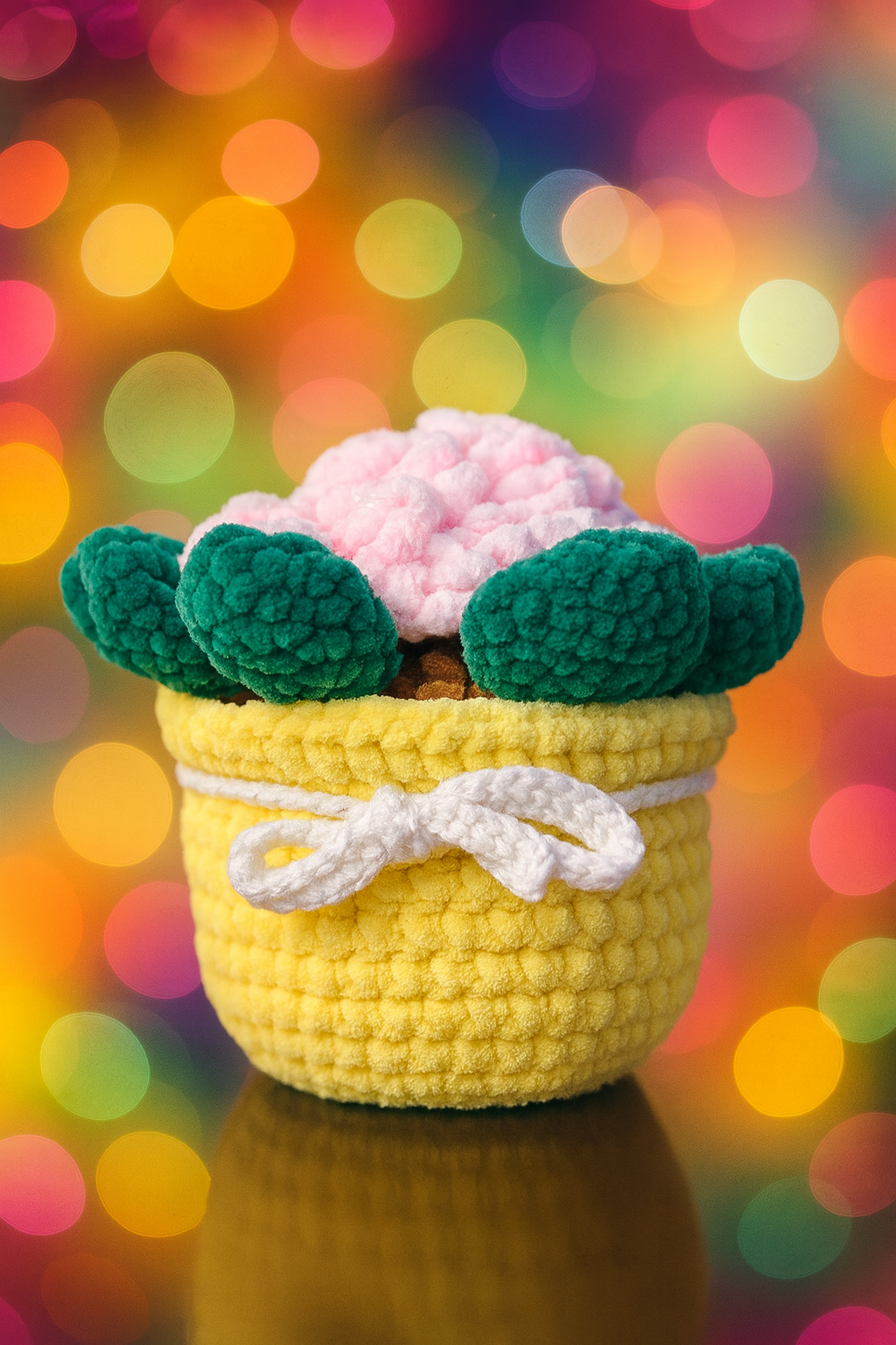 Handmade Crochet Flowerpot Plush – Pink Bloom Amigurumi Plant Decor