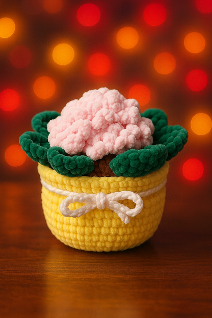 Handmade Crochet Flowerpot Plush – Pink Bloom Amigurumi Plant Decor