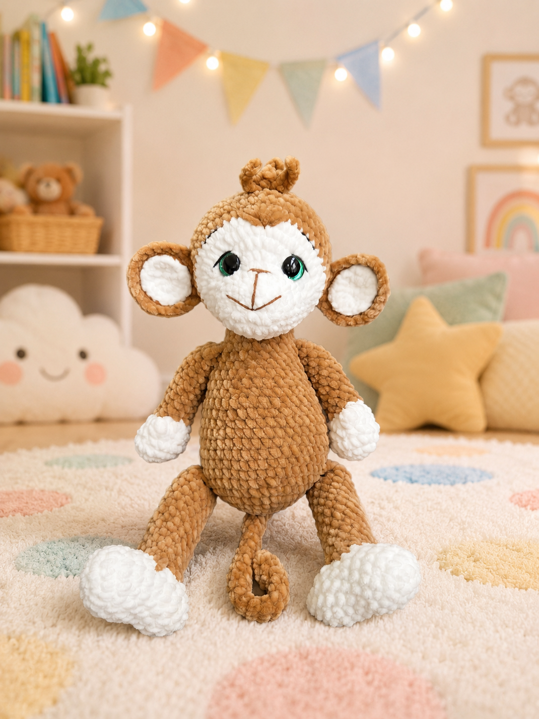 Handmade Plush Monkey Toy – Soft Crochet Stuffed Monkey for Babies & Kids