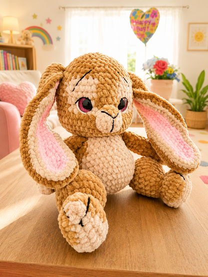 Handmade Plush Bunny Toy – Ultra Soft Crochet Bunny with Long Floppy Ears | Cute Nursery & Baby Shower Gift