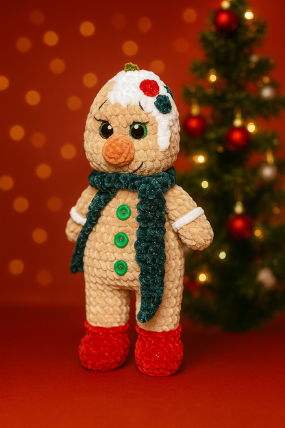 Handmade Crochet Gingerbread Plush – Christmas Amigurumi Doll & Cozy Holiday Decor