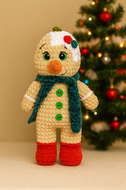 Handmade Crochet Gingerbread Plush – Christmas Amigurumi Doll & Cozy Holiday Decor