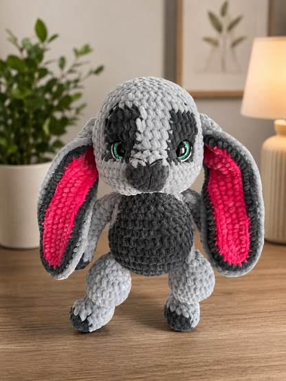Handmade Crochet Bunny Plush – Soft Chenille Stuffed Animal