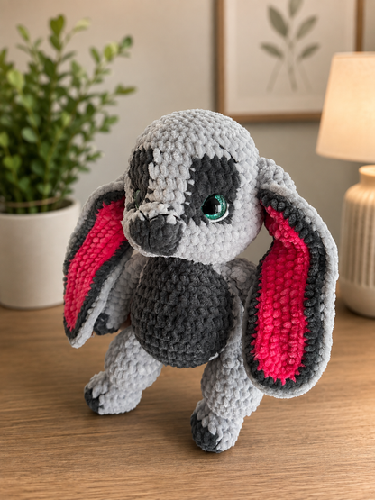 Handmade Crochet Bunny Plush – Soft Chenille Stuffed Animal