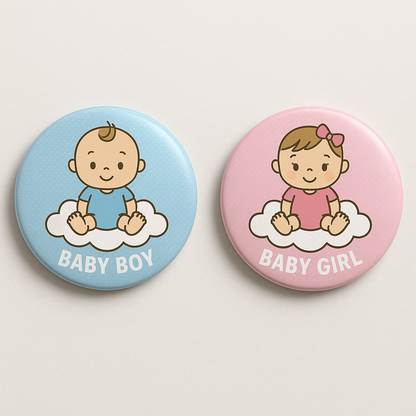 Gender Reveal Button Pins – Team Girl Party Favors