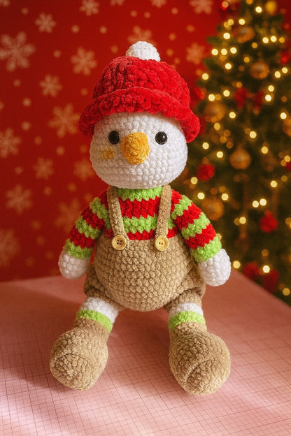 Handmade Crochet Snowman Doll – Festive Winter Plush Decor