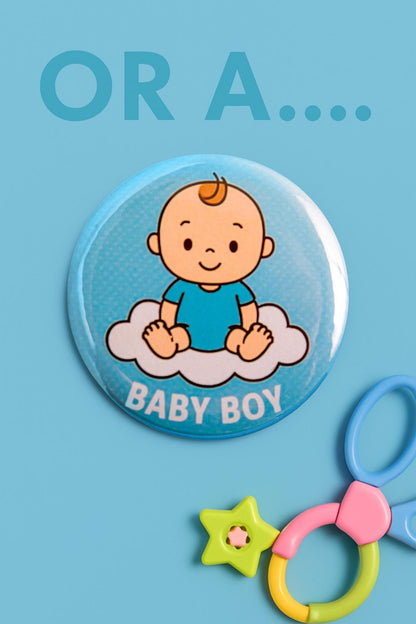 Gender Reveal Button Pins – Team Boy Party Favors